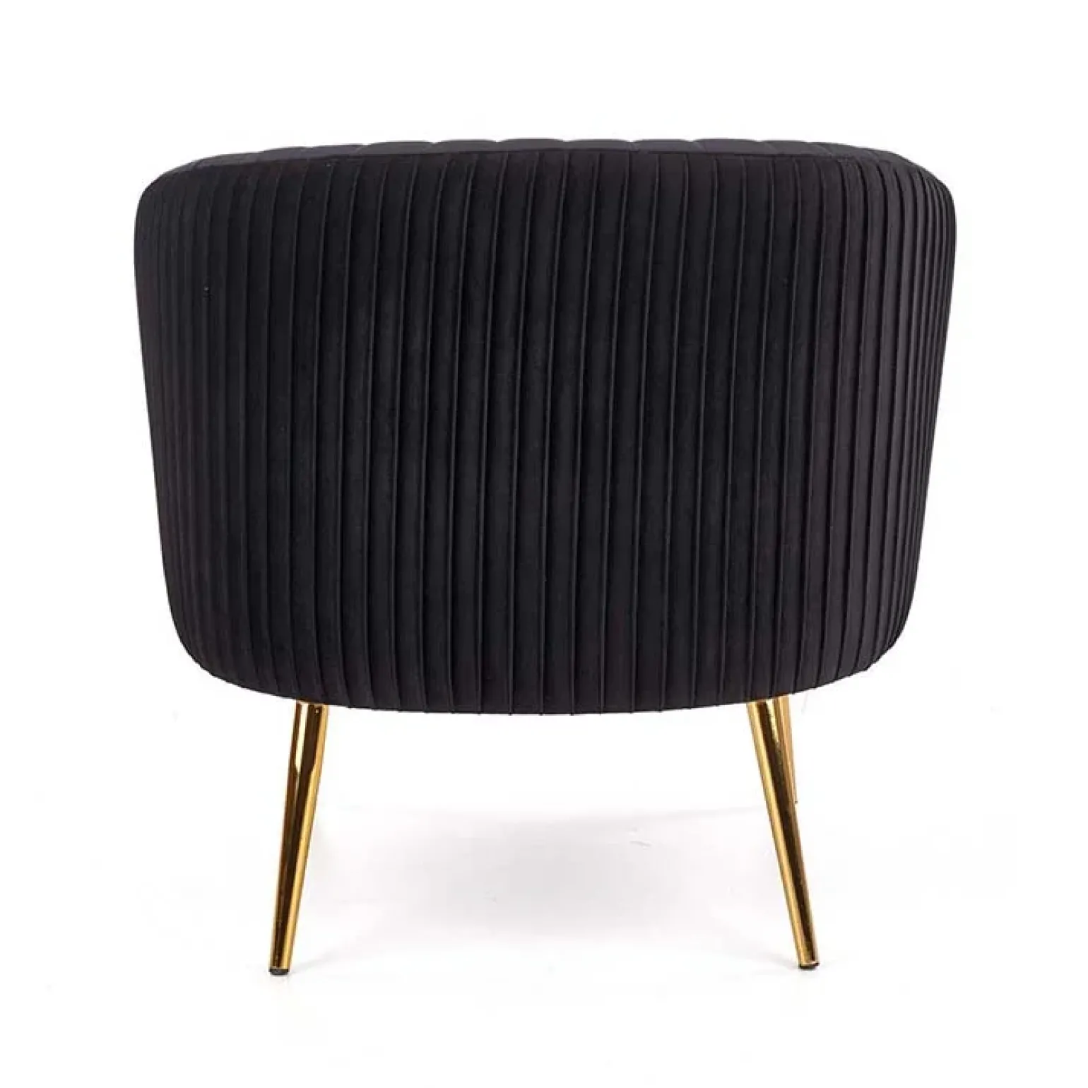 Poltroncina design in velluto nero con gambe oro Romance