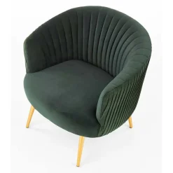 Poltroncina design in velluto verde con gambe oro Romance