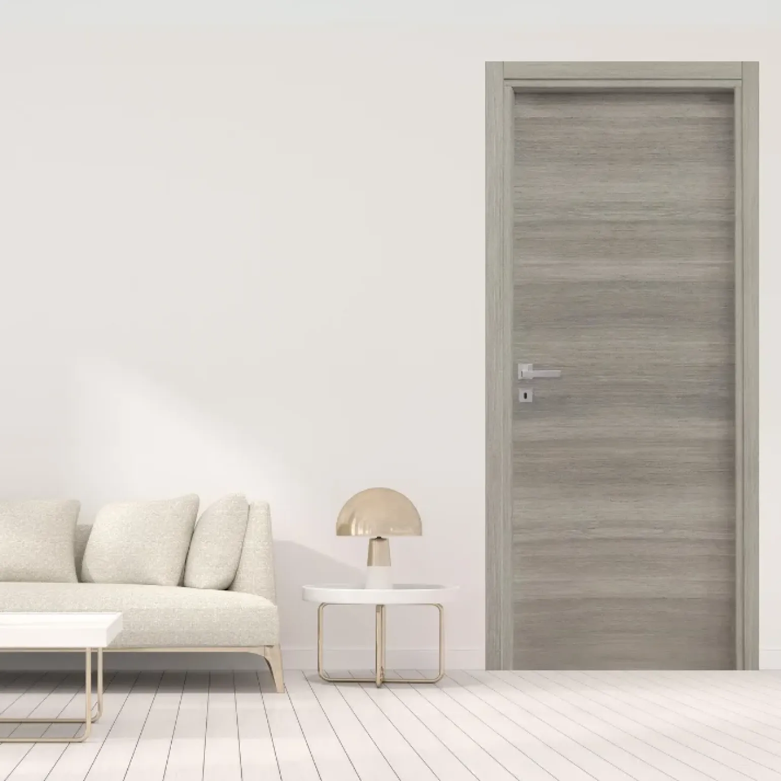 Porta battente reversibile per interni 90x210h cm rovere grigio Niagara