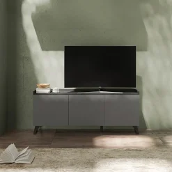 Porta TV 181x72h cm 3 ante grigio scuro antracite Jonson