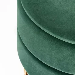 Pouf contenitore design da salotto rotondo in velluto verde Neril