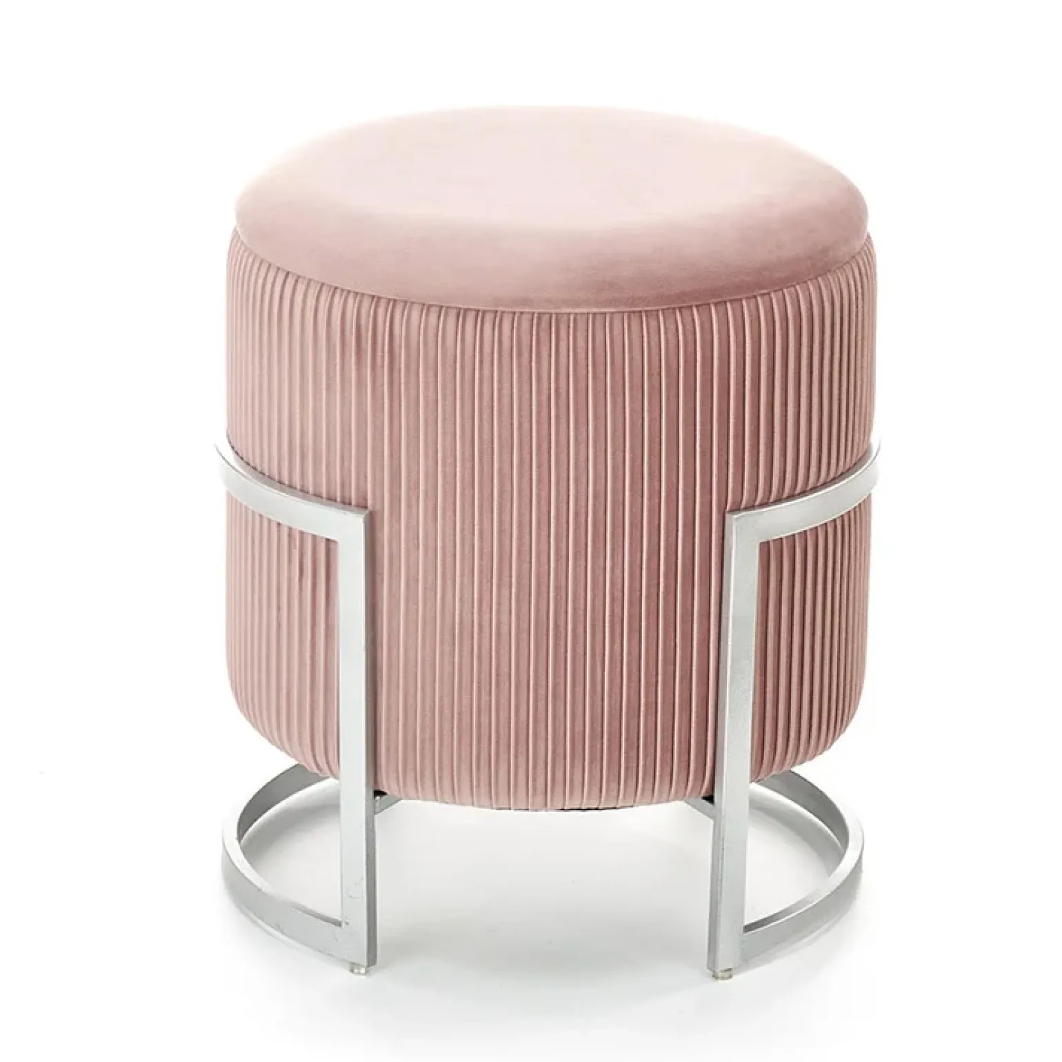 Pouf da salotto contenitore in velluto rosa Franklin