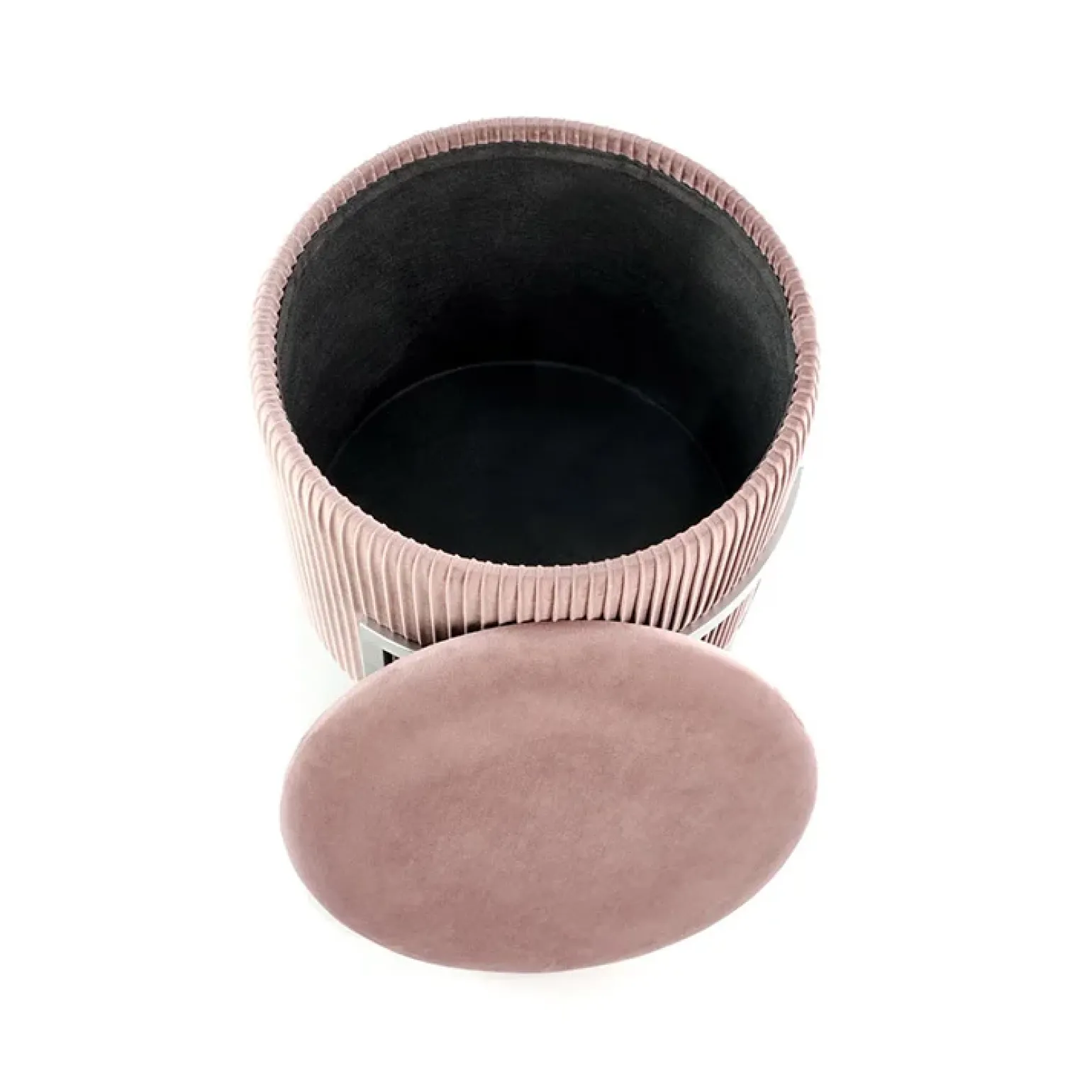 Pouf da salotto contenitore in velluto rosa Franklin