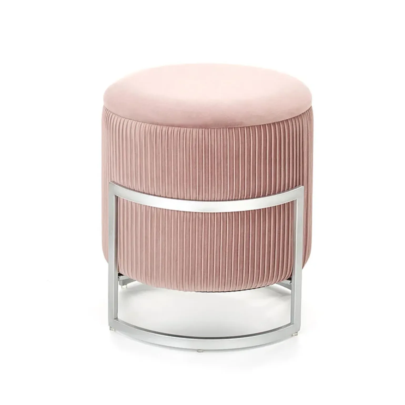 Pouf da salotto contenitore in velluto rosa Franklin
