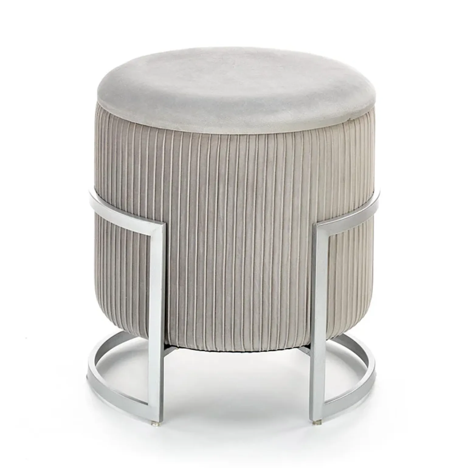 Pouf da salotto contenitore in velluto grigio chiaro Franklin