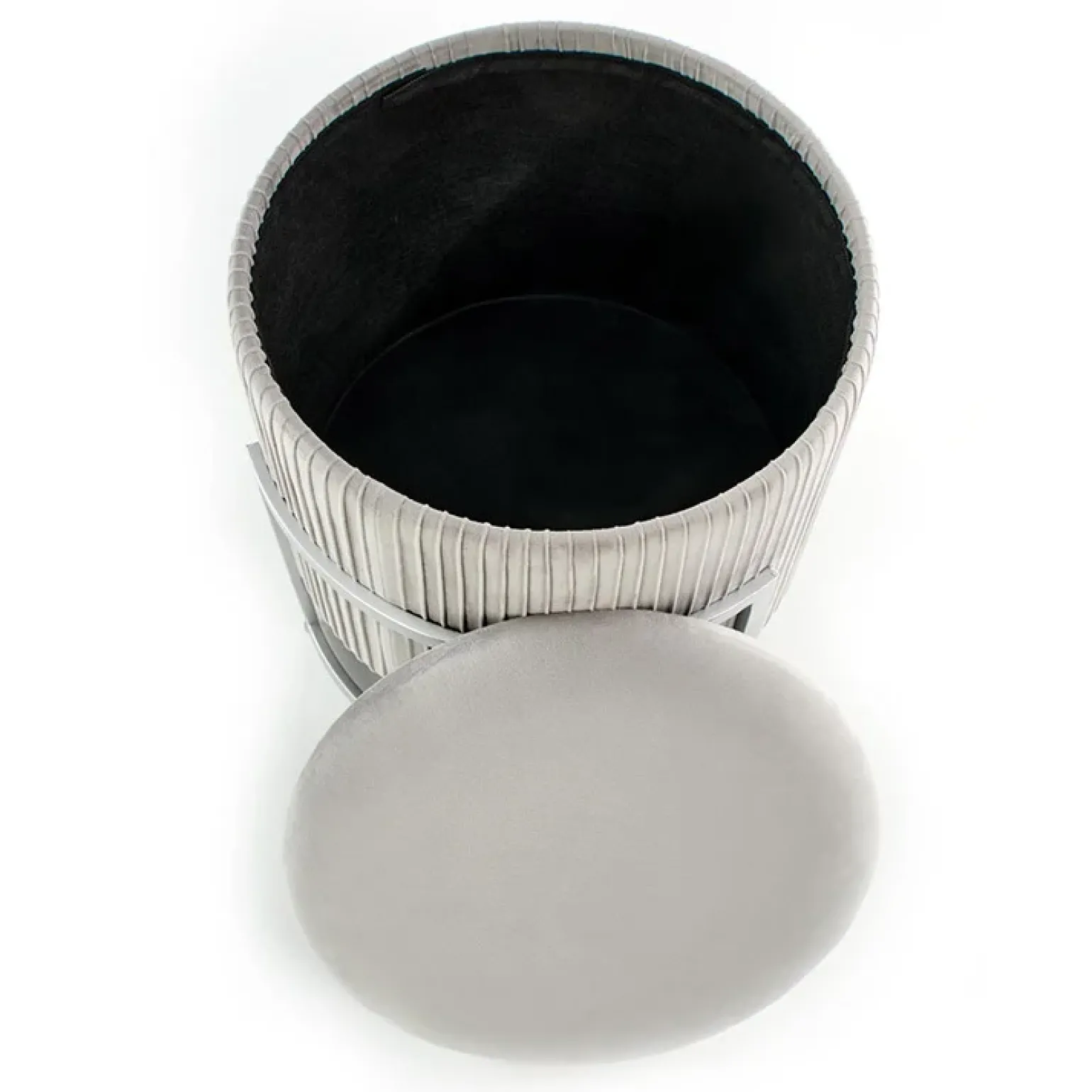 Pouf da salotto contenitore in velluto grigio chiaro Franklin