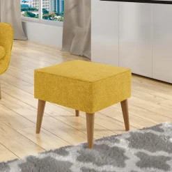 Pouf imbottito in tessuto quadrato 65x65cm giallo senape Soffio