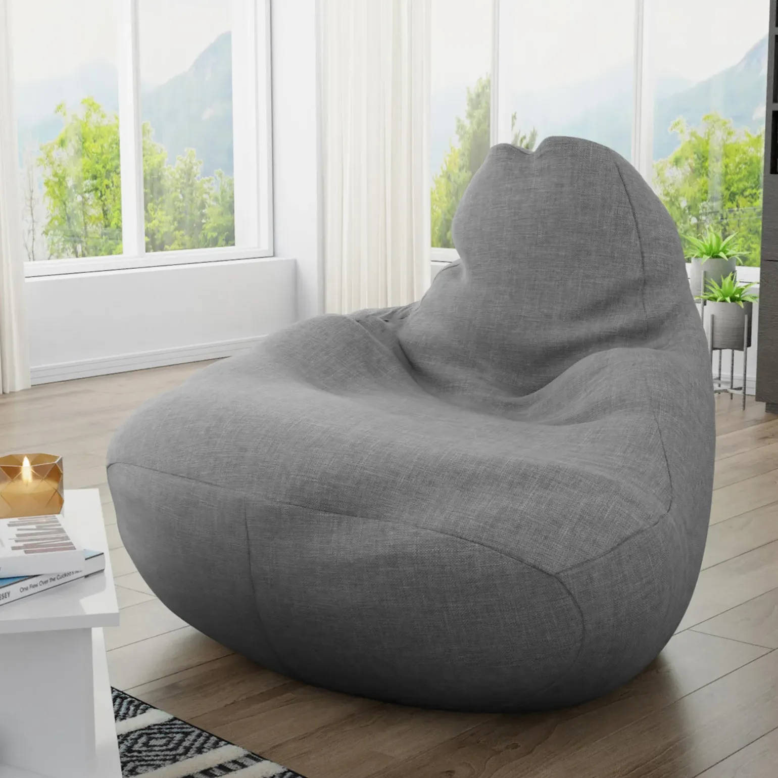 Pouf poltrona sacco in poliestere grigio Harmony