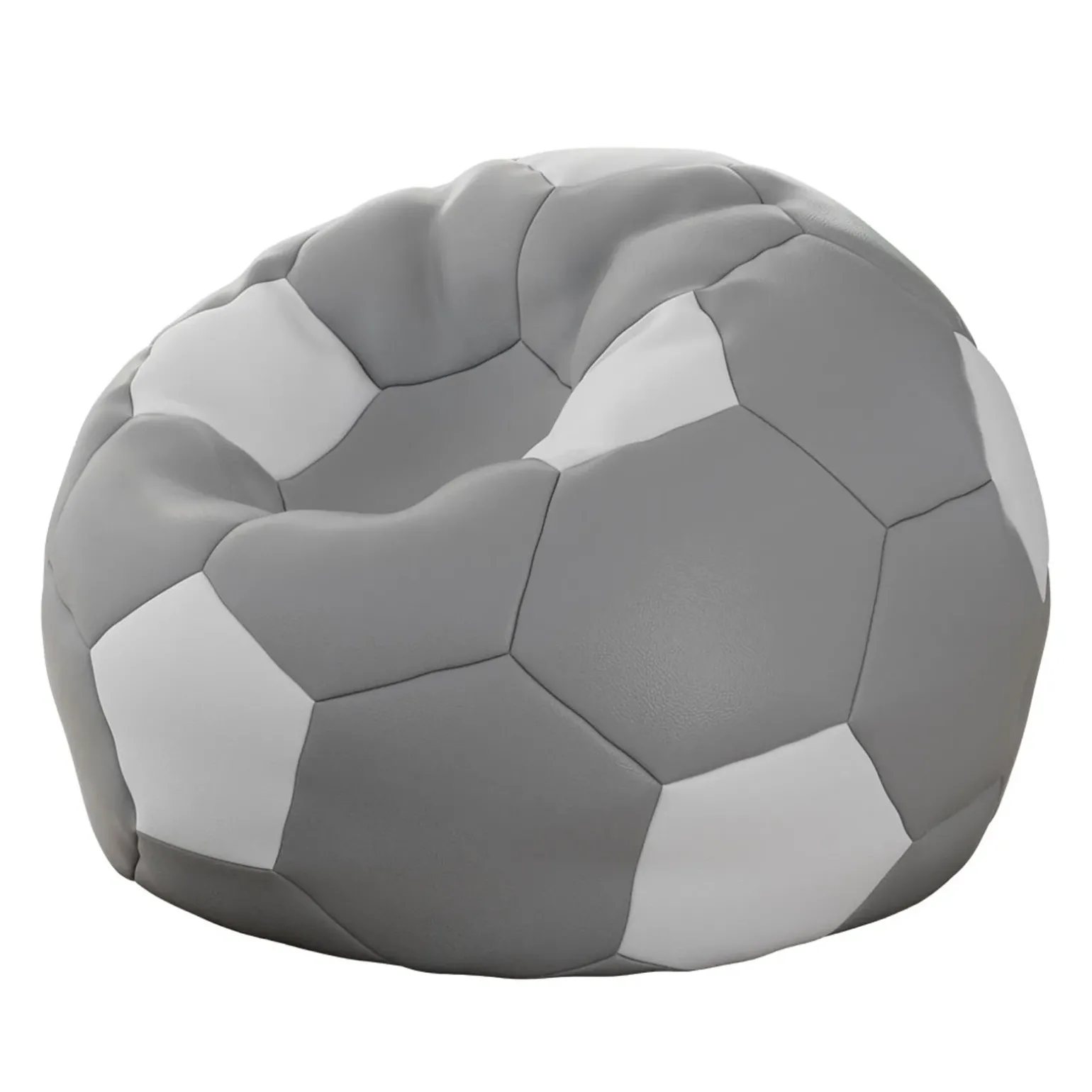 Pouf poltrona sacco palla da calcio ecopelle grigio bianco Lionel