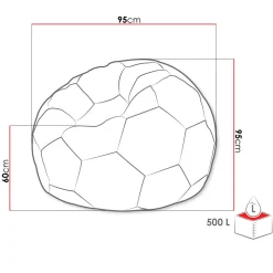 Pouf poltrona sacco palla da calcio ecopelle grigio bianco Lionel