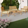 Salotto da giardino 4 posti con cuscini e tavolino legno Zacinto