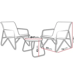 Salotto da giardino 2 posti con tavolino moderno antracite Nerone
