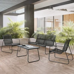 Salotto da giardino 4 posti con tavolino moderno antracite Zeno