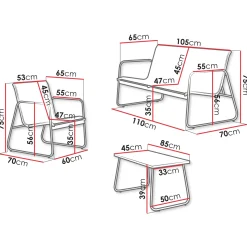 Salotto da giardino 4 posti con tavolino moderno beige Zeno