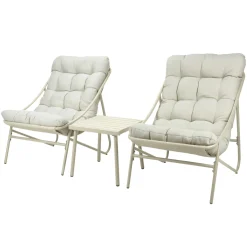 Salotto da giardino 2 posti con cuscini e tavolino beige Aurelia