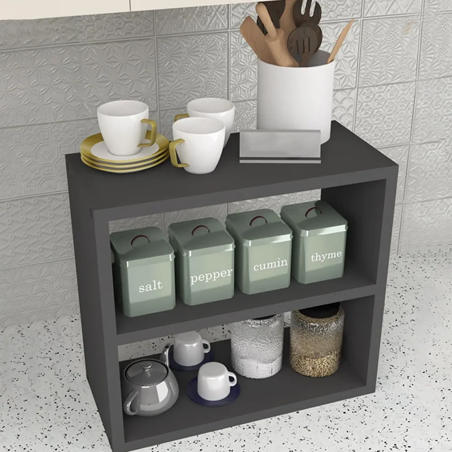 Scaffale da cucina 44x40h cm moderno antracite Grecia