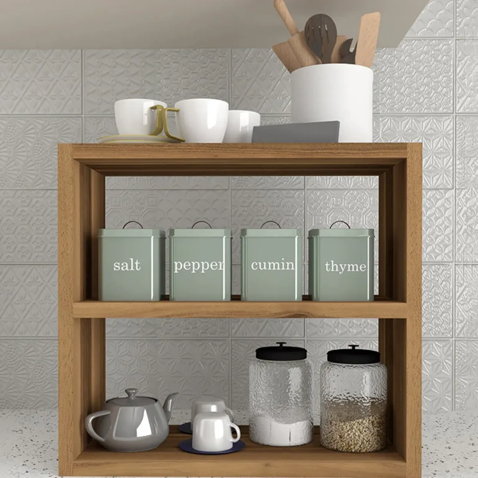 Scaffale da cucina 44x40h cm moderno noce Grecia