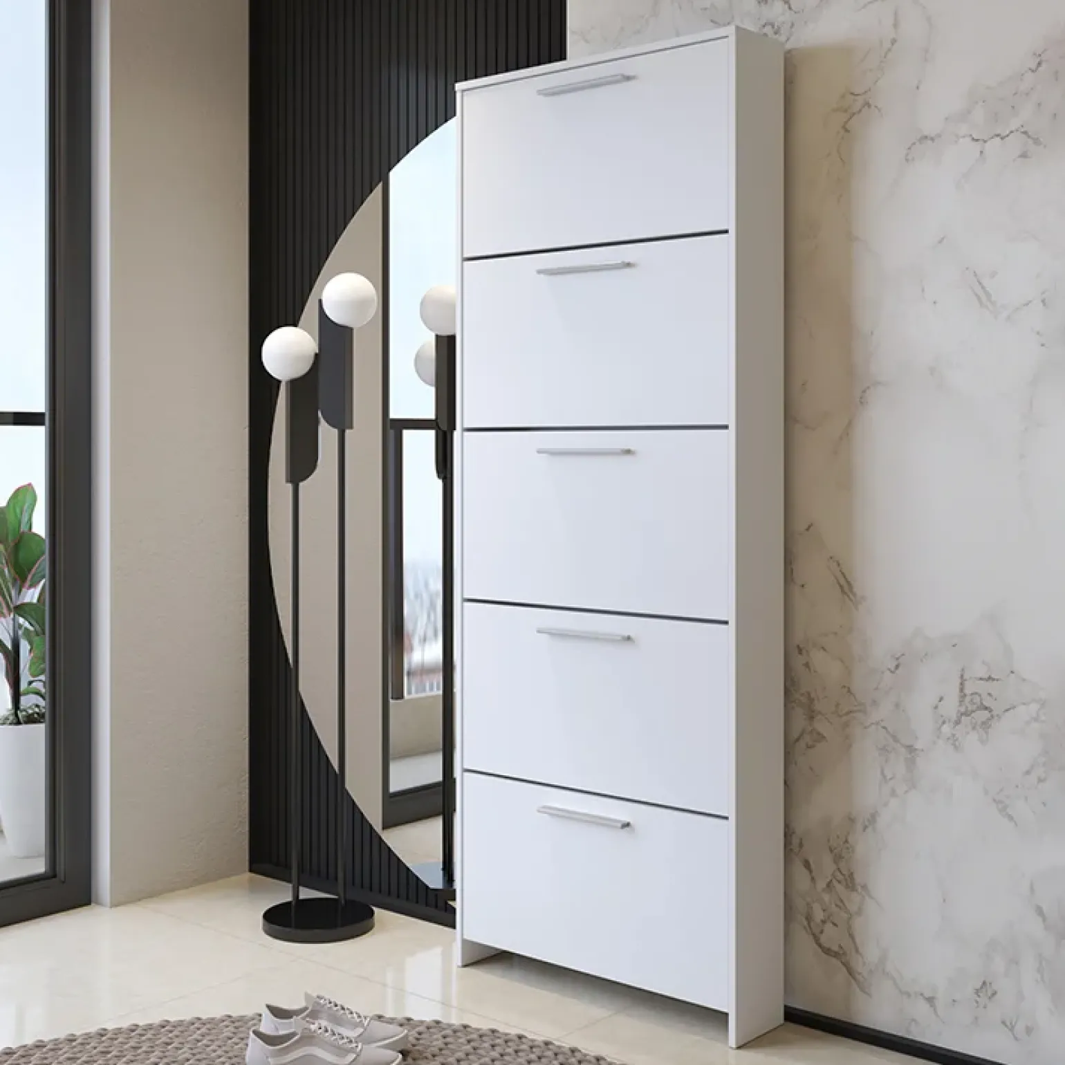 Scarpiera ingresso 69x187h cm bianco opaco Benton