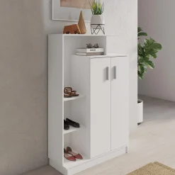 Scarpiera ingresso 90x140h cm design bianco frassinato Jerome
