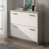 Scarpiera ingresso 98x81h cm 2 ante ribalta bianco frassinato cemento Thomas