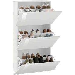 Scarpiera ingresso 70x121h cm 3 ante moderna bianco lucido Neve