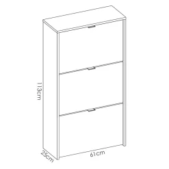 Scarpiera ingresso 61x113h cm moderna 3 ante bianco lucido Jepson