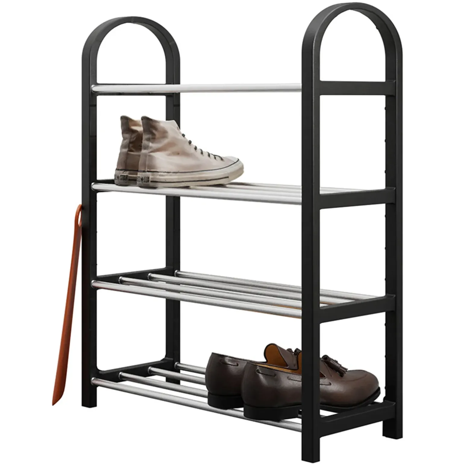 Scarpiera ingresso 50x65h cm 4 ripiani nero Lavinia
