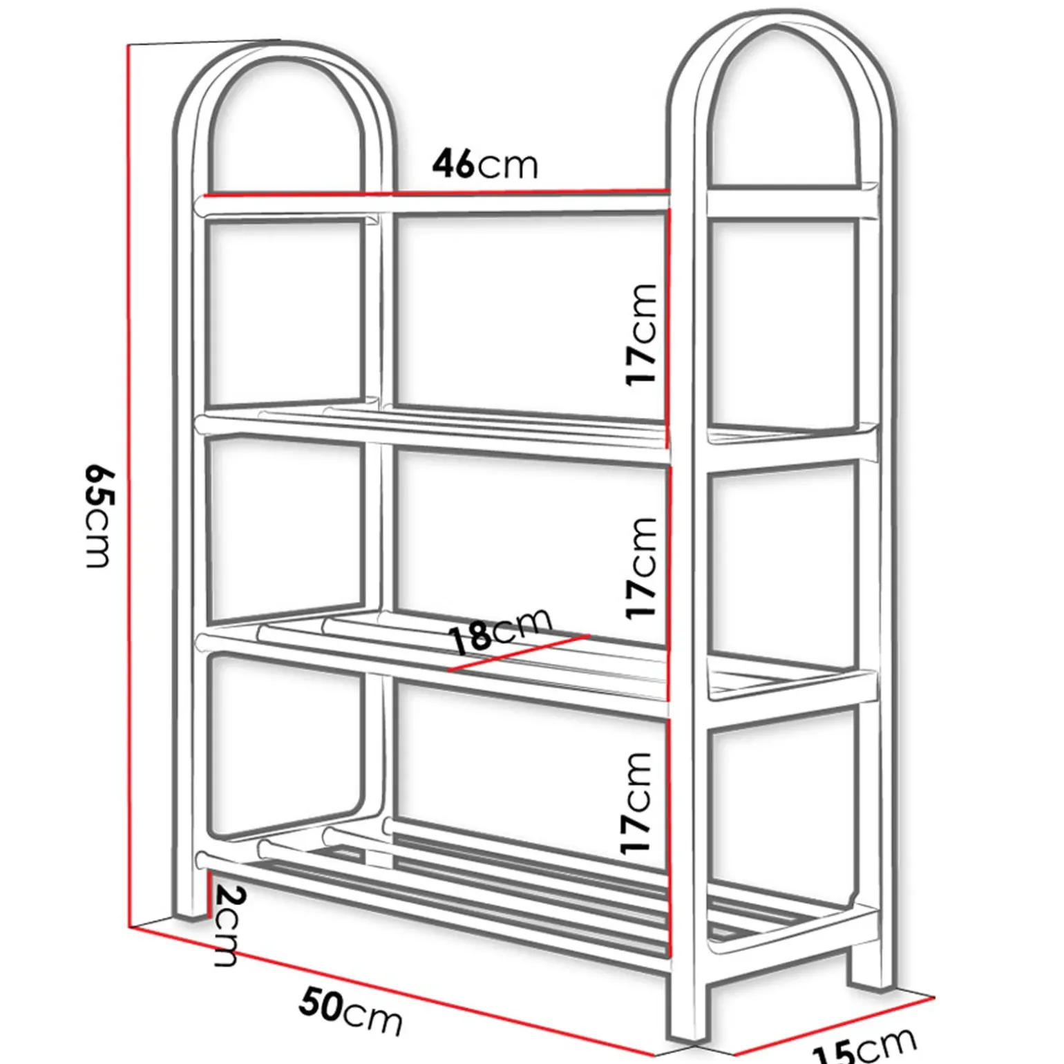 Scarpiera ingresso 50x65h cm 4 ripiani nero Lavinia