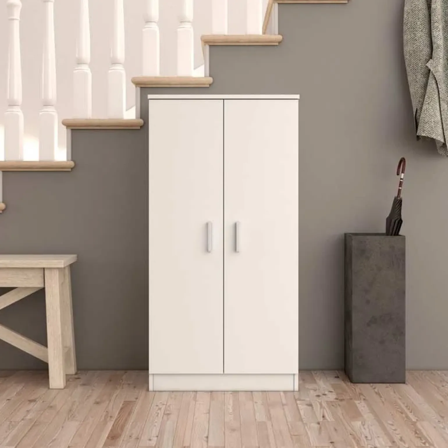 Scarpiera ingresso 55x108h cm 2 ante moderna bianco Easy