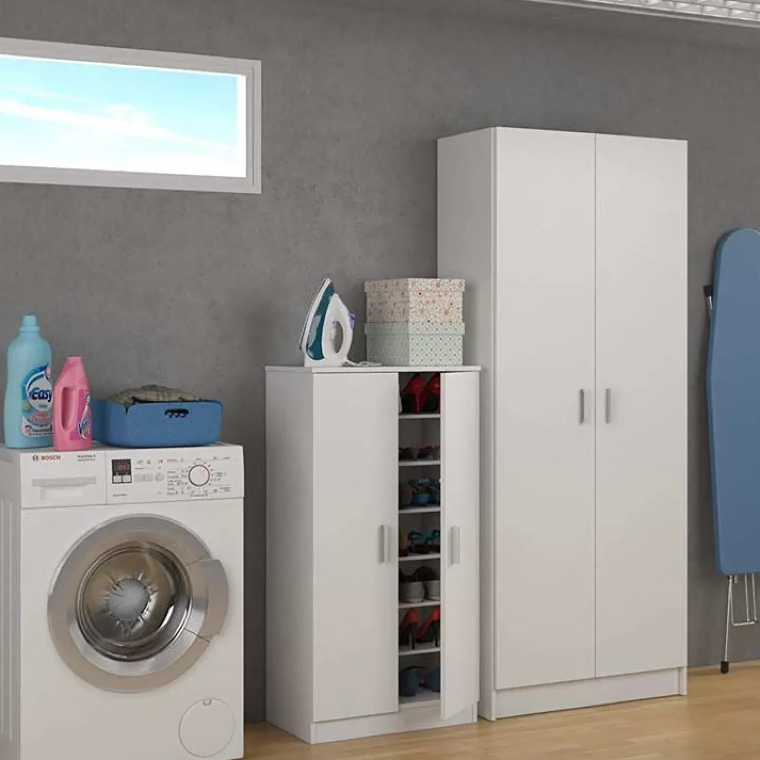 Scarpiera ingresso 55x108h cm 2 ante moderna bianco Easy