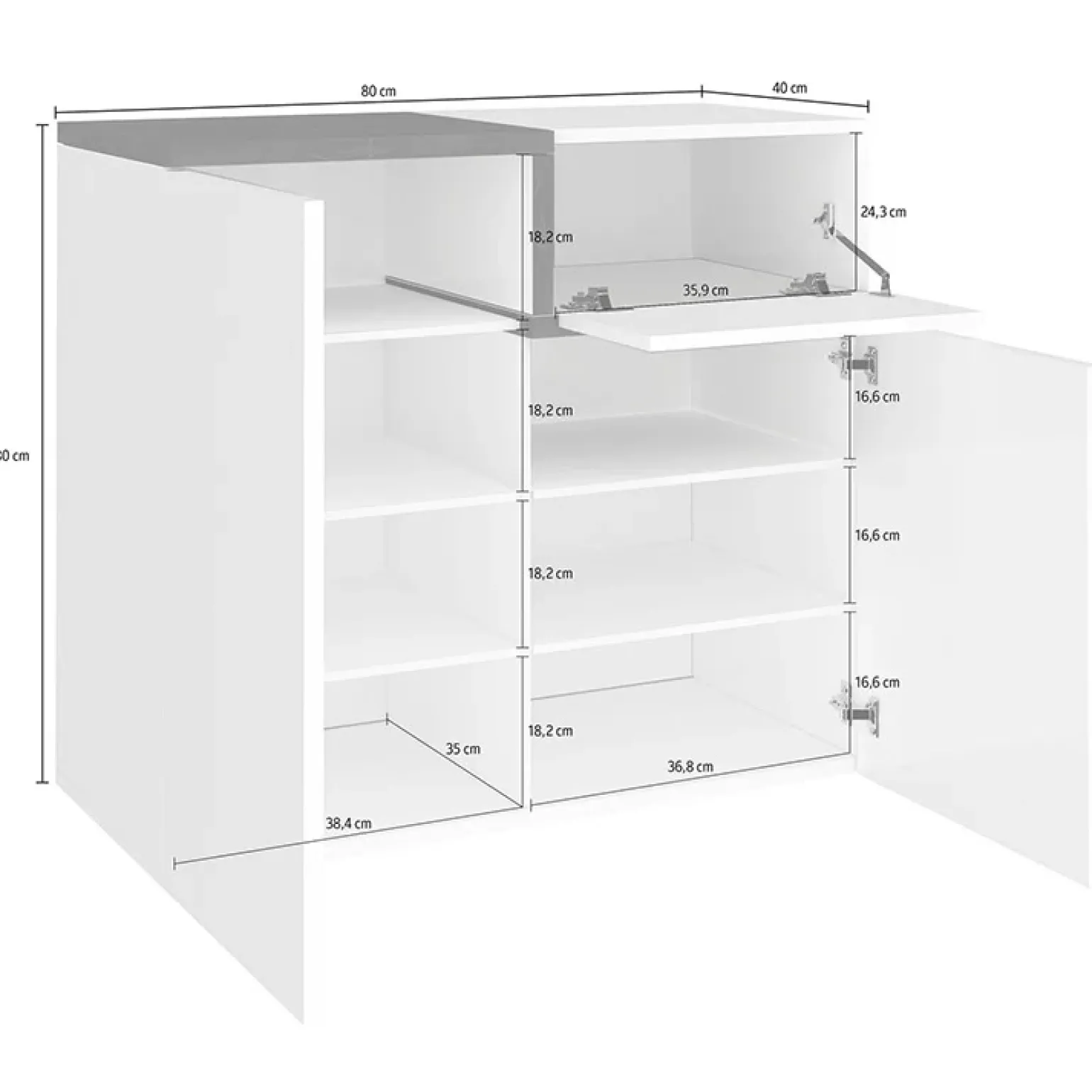 Scarpiera ingresso 80x80h cm 2 ante bianco lucido ossido Lucidardo