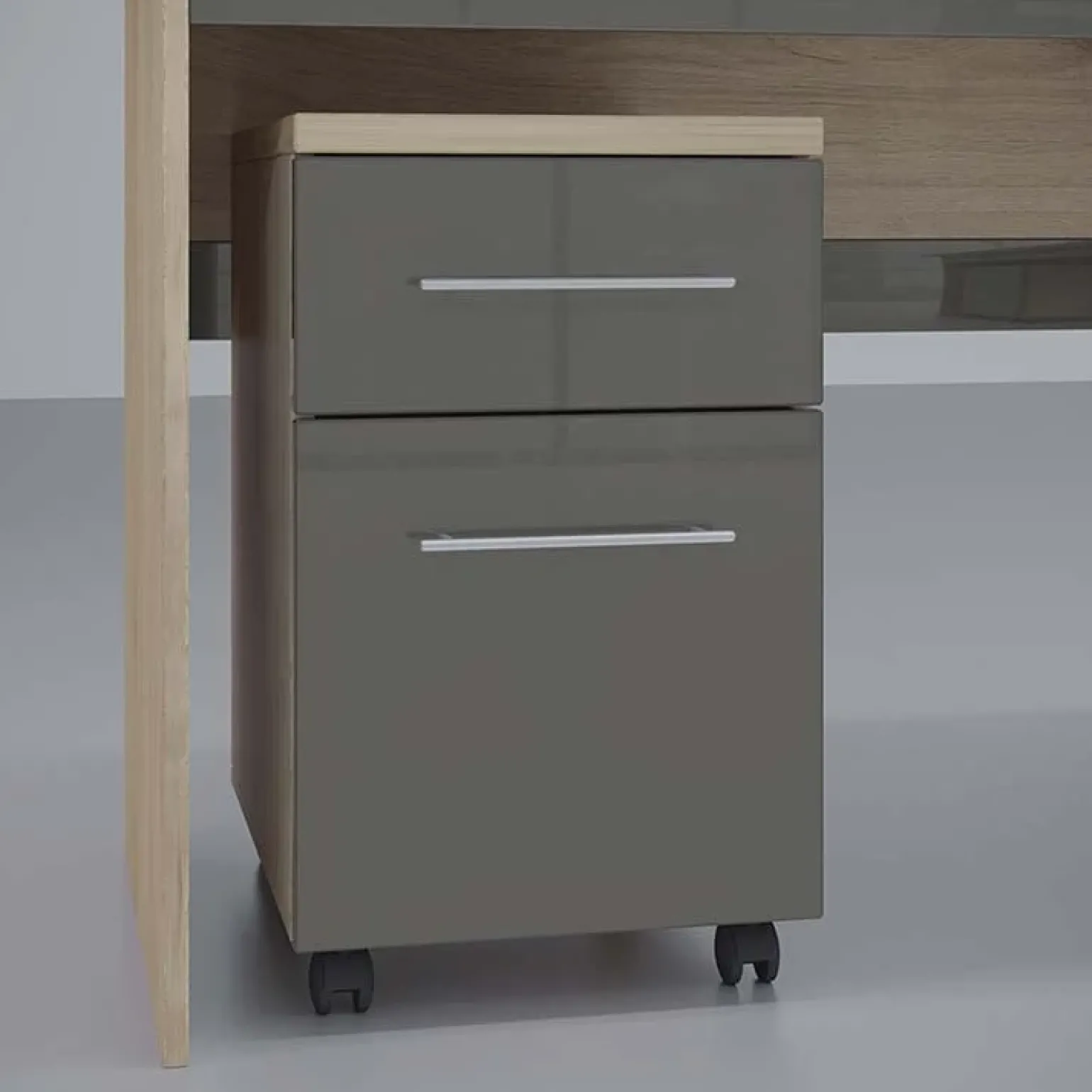 Scrivania angolare con cassettiere 140x60cm rovere antracite Time 12