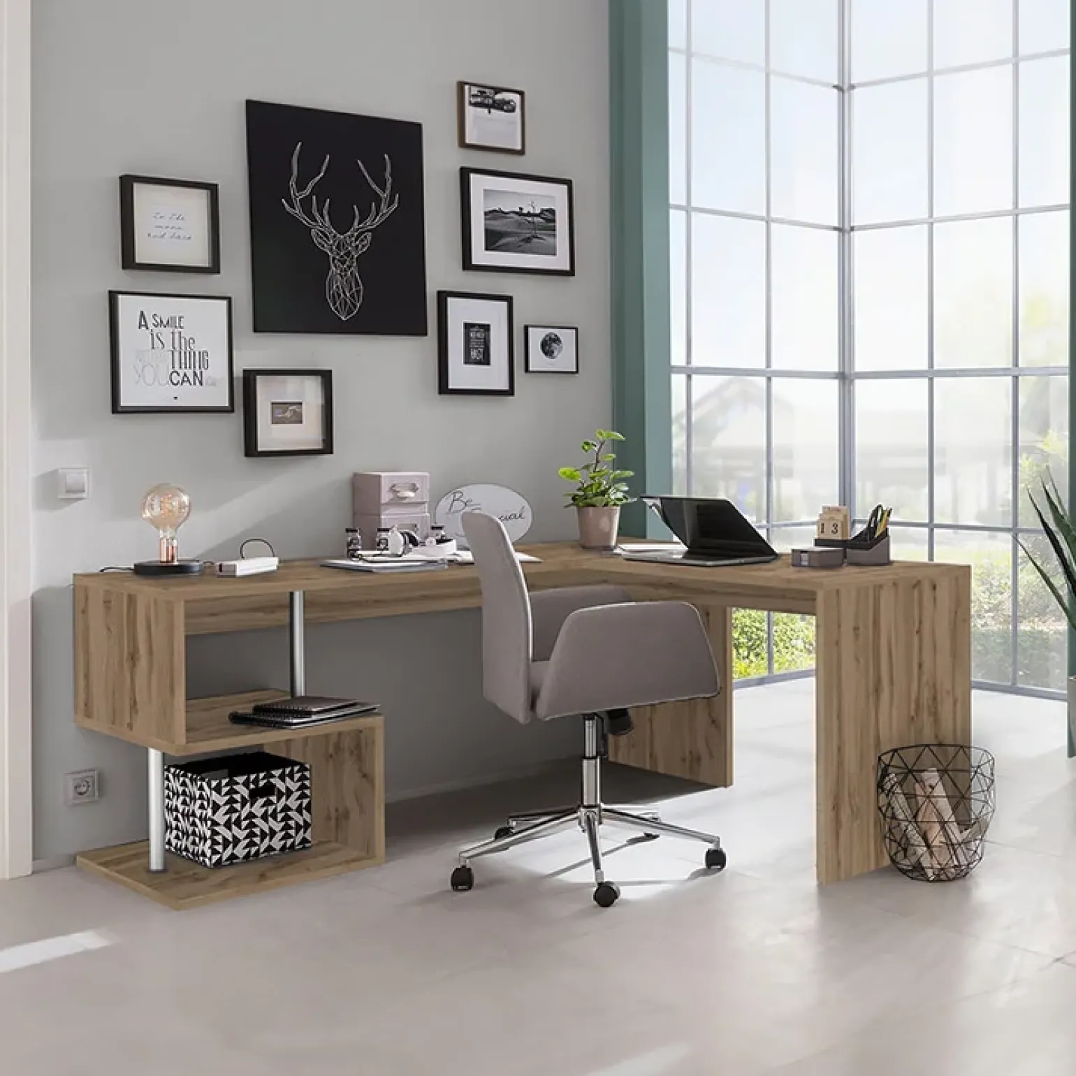 Scrivania angolare ufficio 180x78cm rovere ErgoDesk