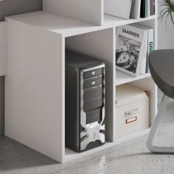 Scrivania 158/40cm ufficio con libreria bianco frassino Claire