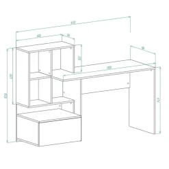 Scrivania 149/50cm ufficio moderna bianco rovere Jade Gihome®