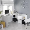 Scrivania 136/203cm ufficio multiposizione bianco opaco cemento Corner