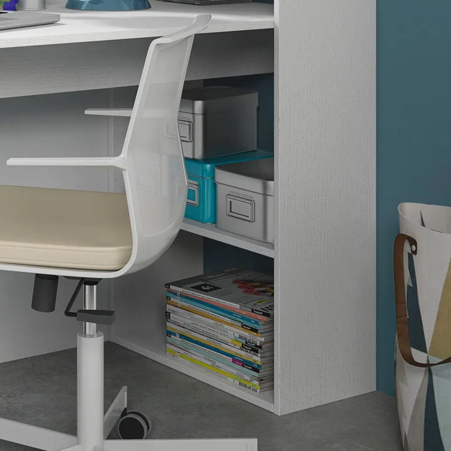 Scrivania 120/53cm ufficio salvaspazio moderna bianco opaco Jolie
