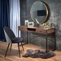 Scrivania consolle design industrial 123x75cm noce nero Lupino