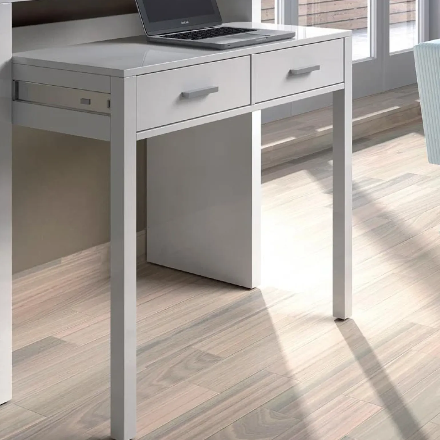 Scrivania consolle ingresso moderna 99x87cm bianco opaco Anastasia