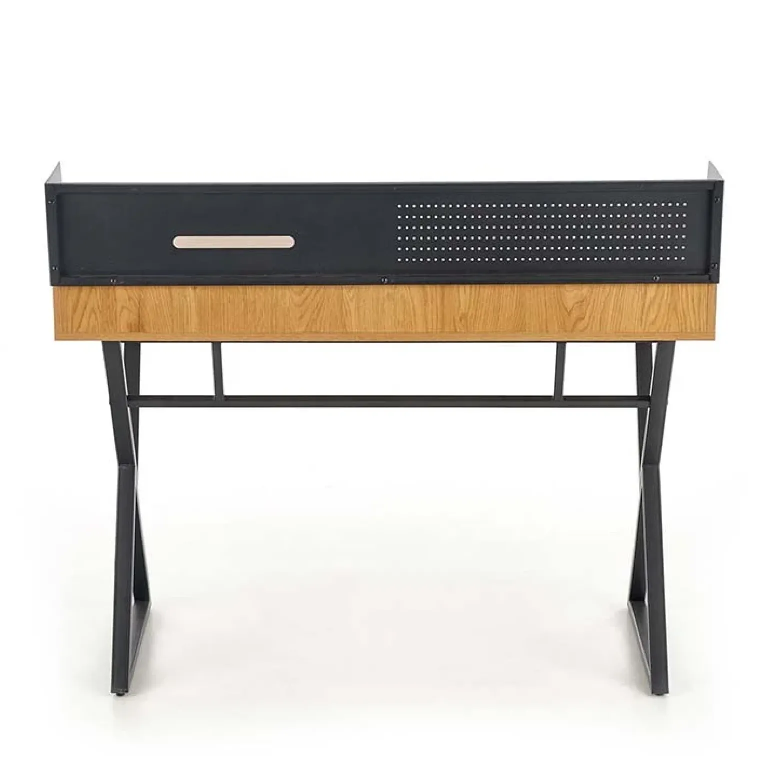 Scrivania consolle ingresso 110x51cm rovere nero metallo Toler