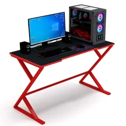 Scrivania gaming da gioco salvaspazio 119x72cm nero rossa Ernest