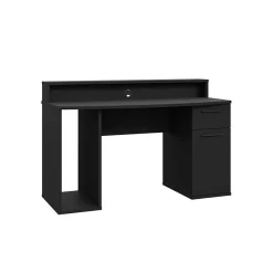 Scrivania gaming 140x91cm moderna con led 2 cassetti nera Crash