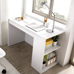 Scrivania salvaspazio moderna 115x50cm bianco opaco Carter