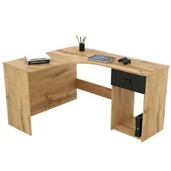 Scrivania ufficio angolare salvaspazio155x75cm rovere nero William