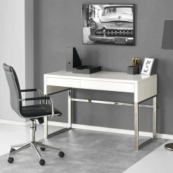 Scrivania ufficio con cassetti 120x76cm bianco laccato lucido Borbone