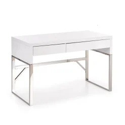 Scrivania ufficio con cassetti 120x76cm bianco laccato lucido Borbone