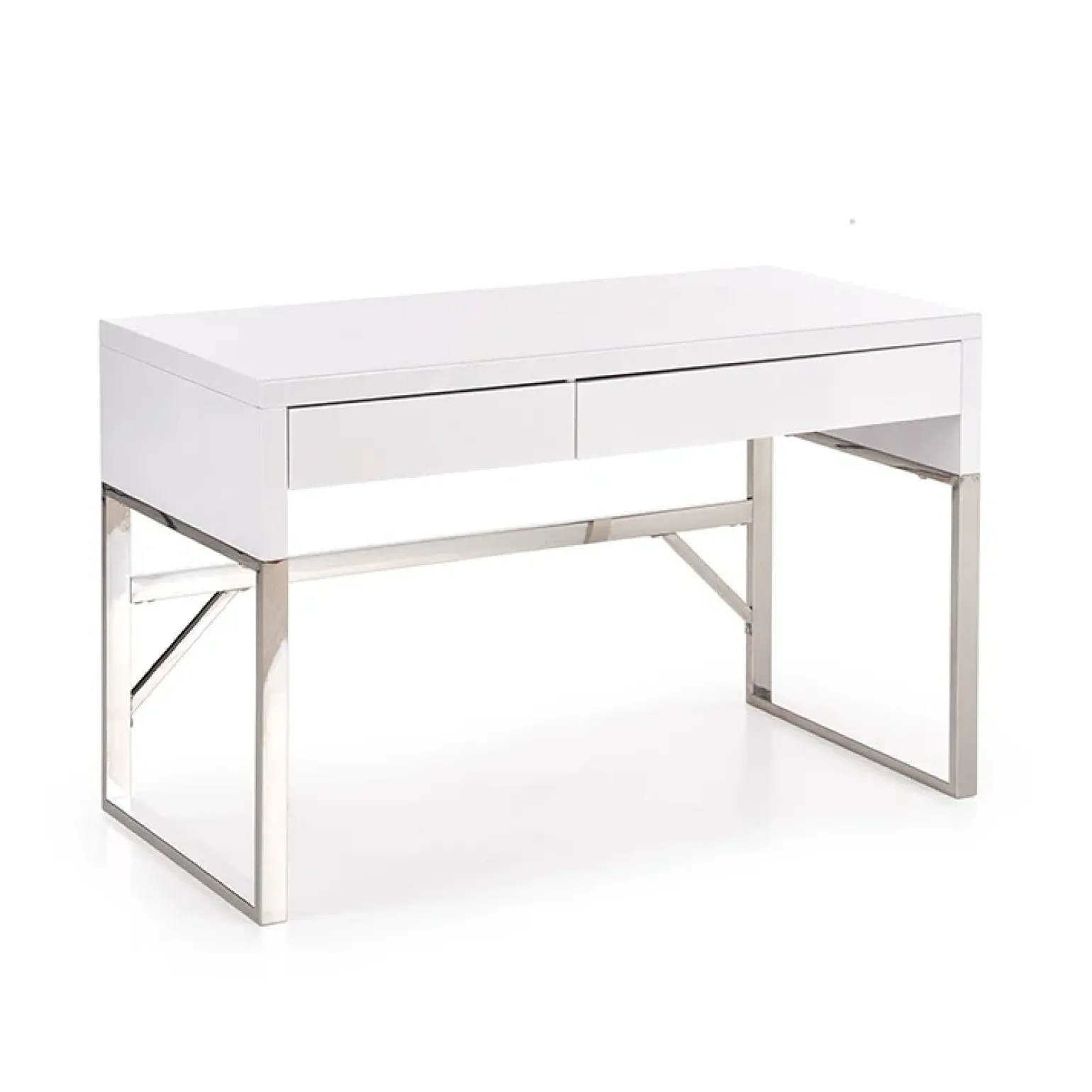 Scrivania ufficio con cassetti 120x76cm bianco laccato lucido Borbone