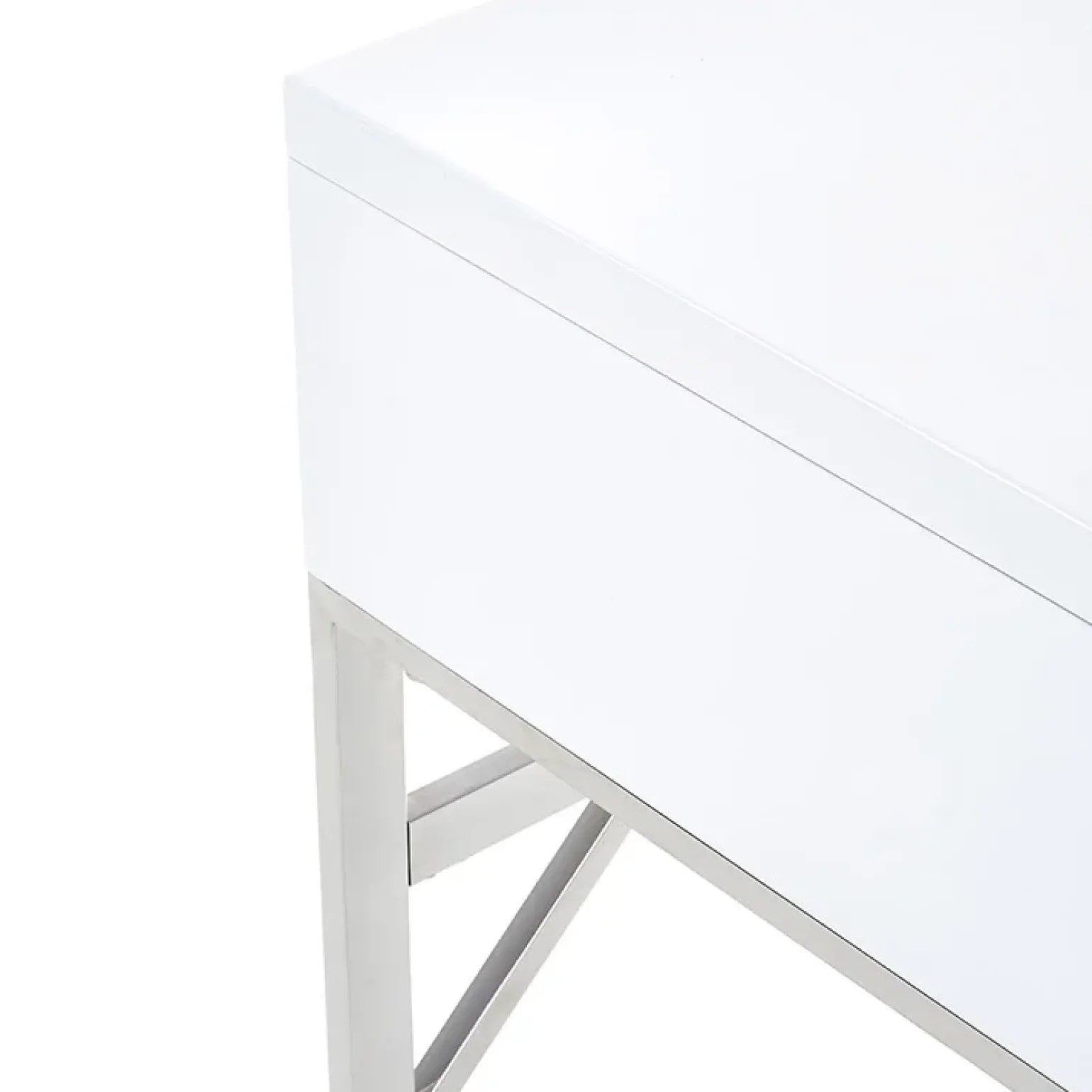 Scrivania ufficio con cassetti 120x76cm bianco laccato lucido Borbone