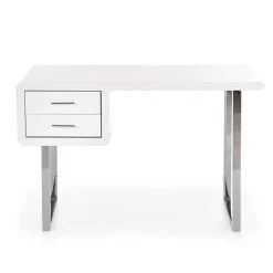 Scrivania ufficio con cassetti 120x76cm bianco laccato lucido Croset
