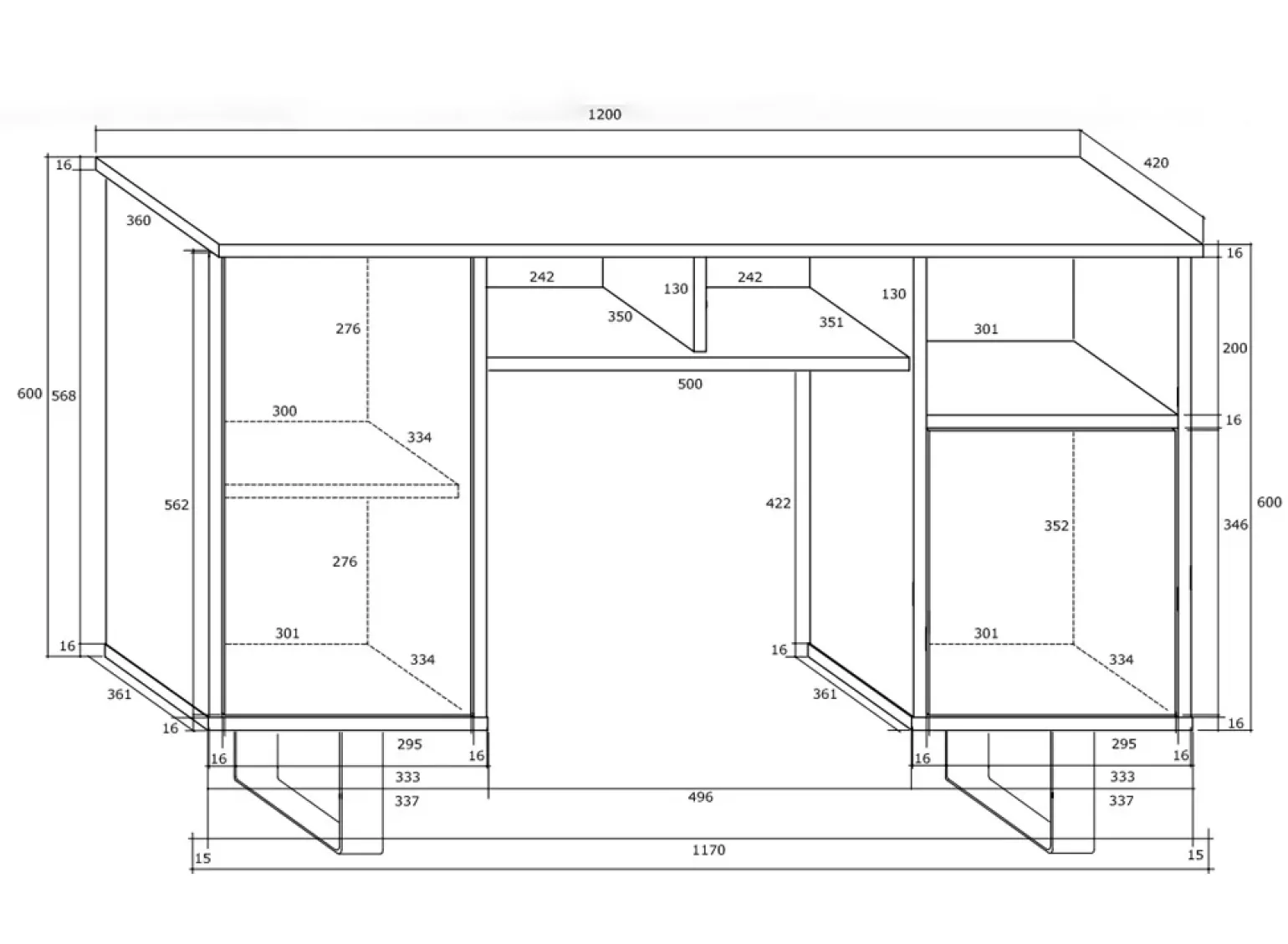 Scrivania ufficio moderna 120x42cm bianco lucido rovere Kelli